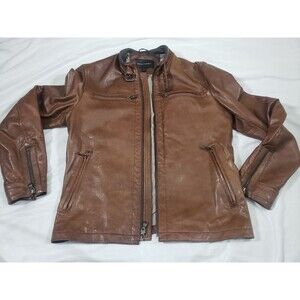 BANANA REPUBLIC Brown Soft Lamb Leather Biker Moto Jacket Mens Size Small